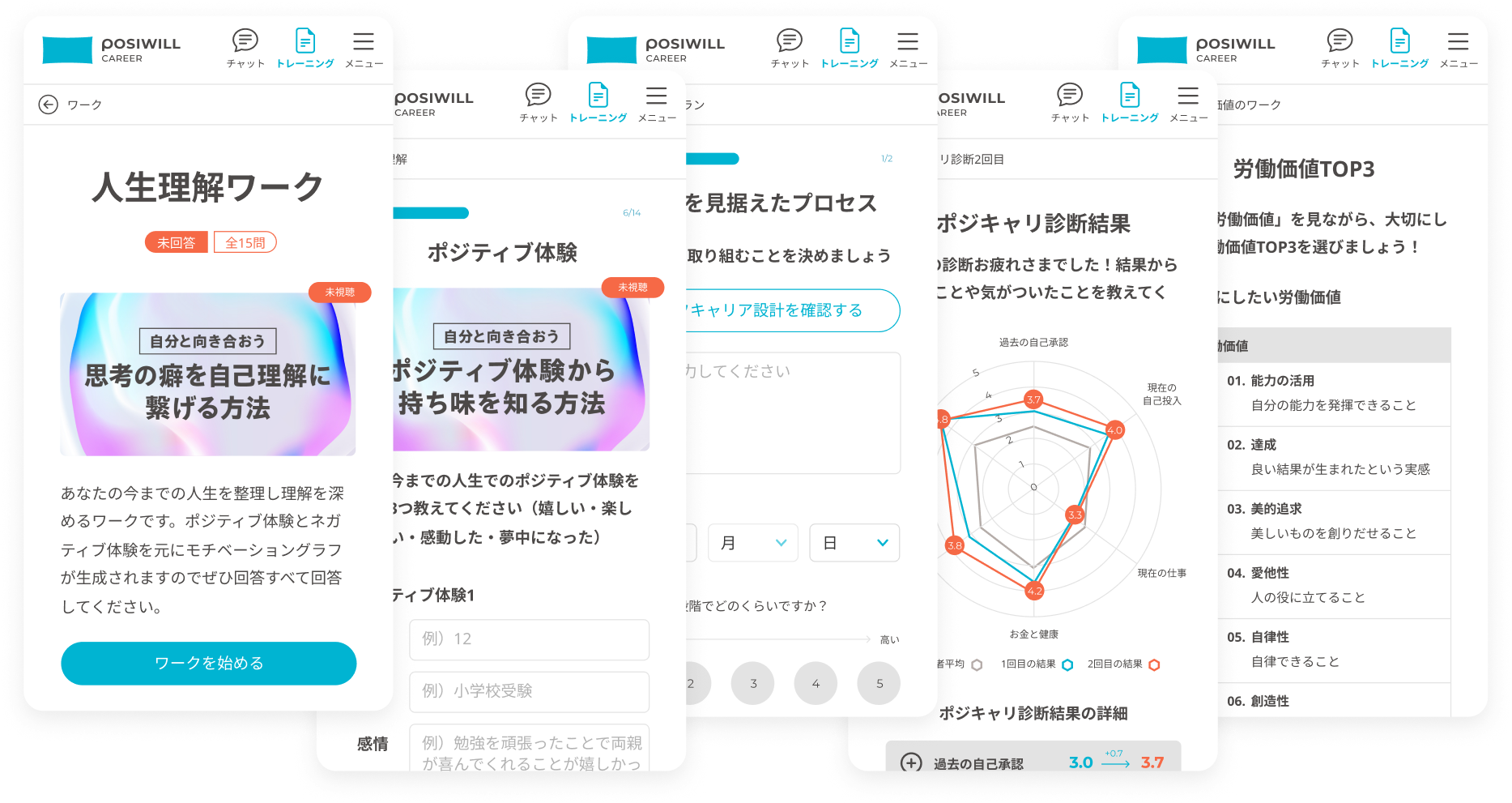 トレーニングアプリの画面イメージ